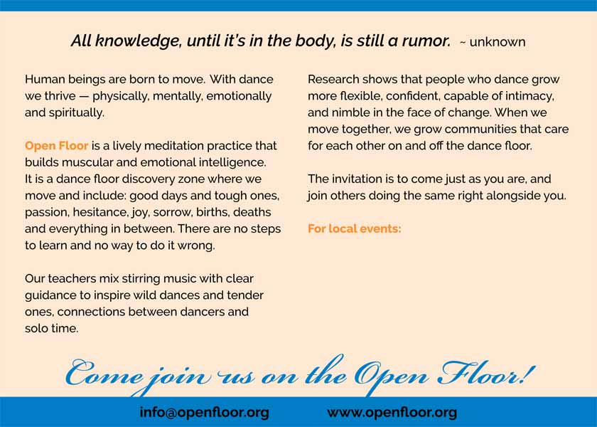Open Floor postcard back